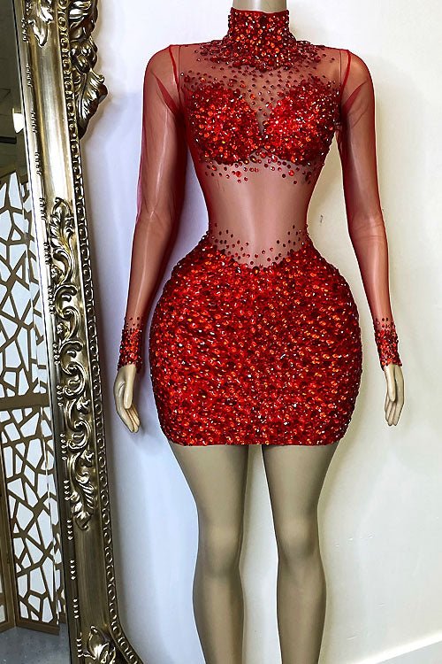 Icon Red Diamante Dress (Ready To Ship)