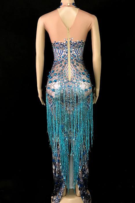 Johanna Diamante Tassel Evening Dress (Rhinestones)