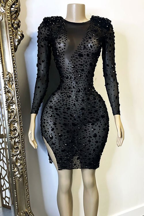 Josephine Black Diamante Dress (Ready To Ship)