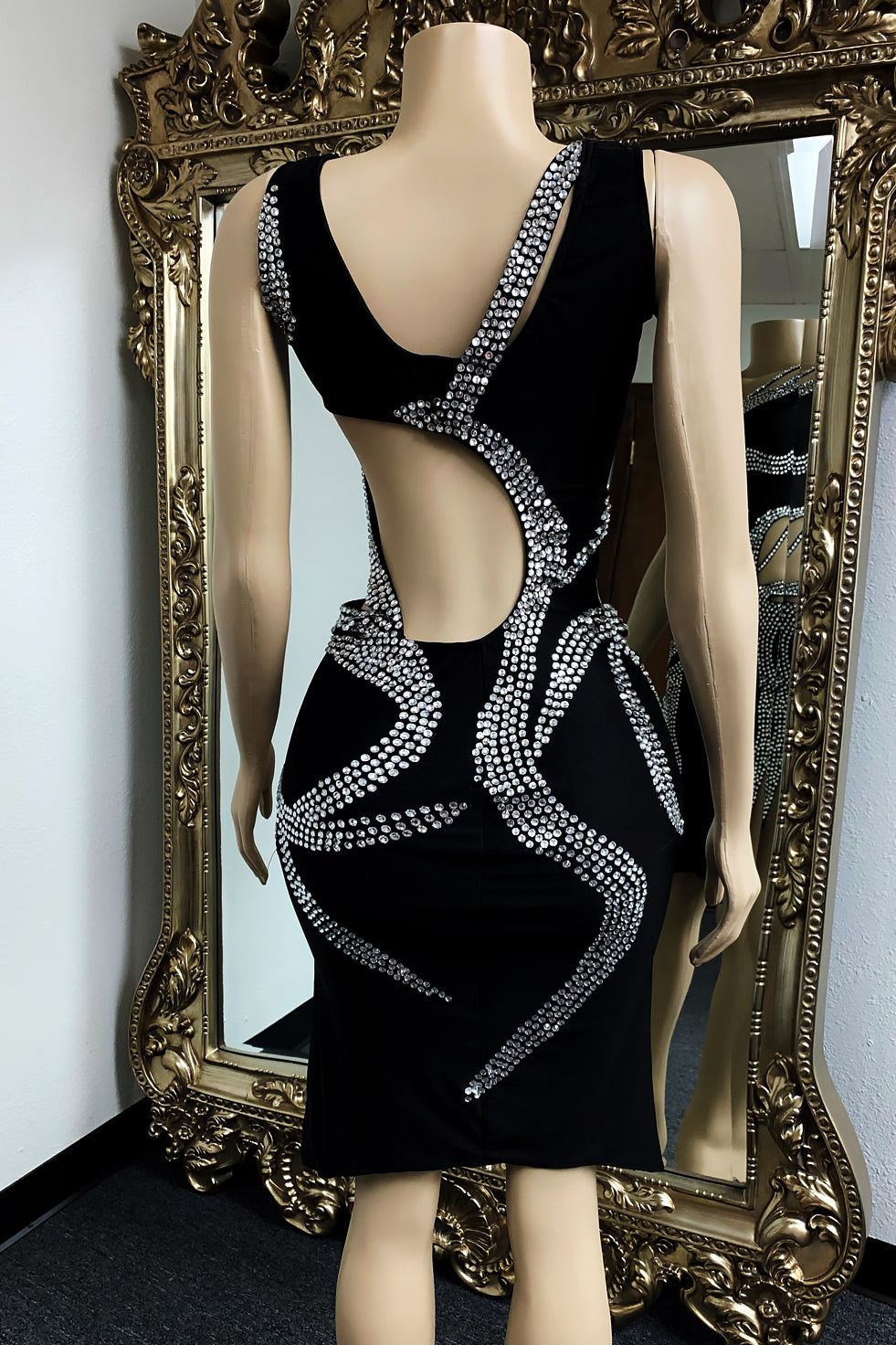 Linda Black Diamante Dress