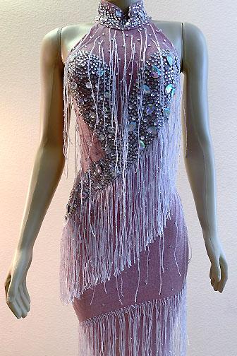 Luci Pink Rhinestone Tassel Dress
