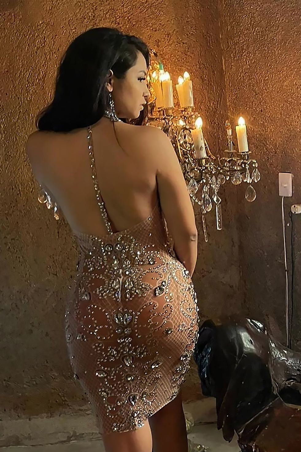 Perla Mesh Diamante Dress (Ready To Ship)