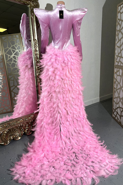Oscars Pink Feather Dress