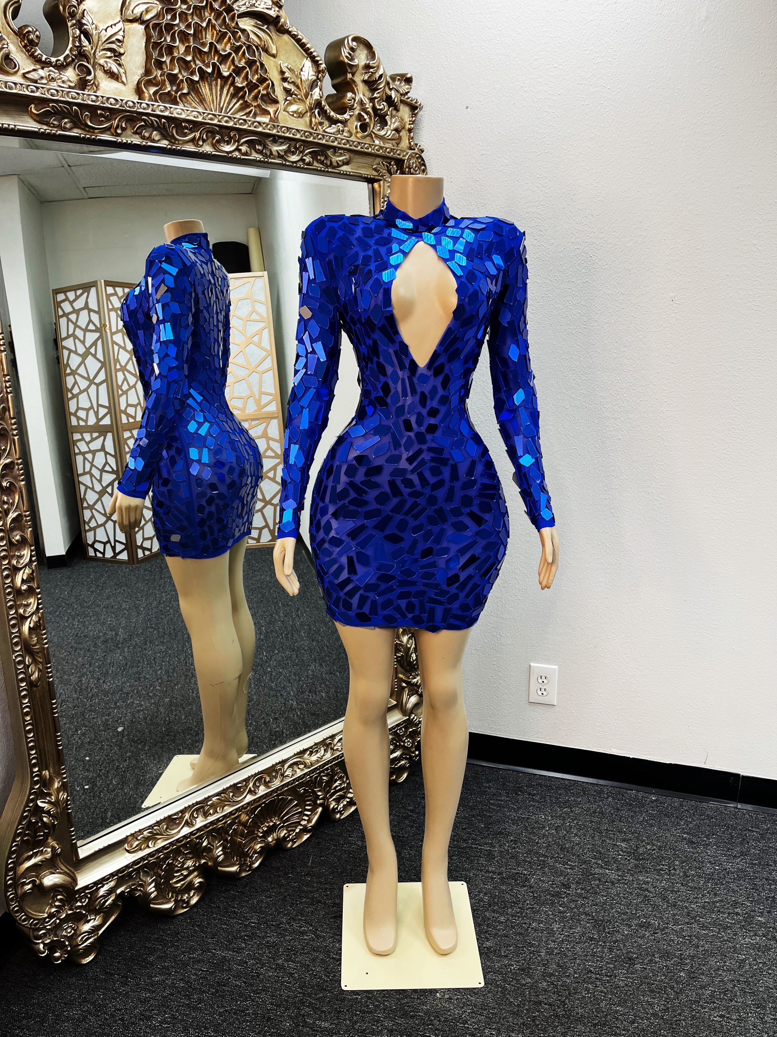 Porsha Blue Mirror Dress (Ready To Ship)