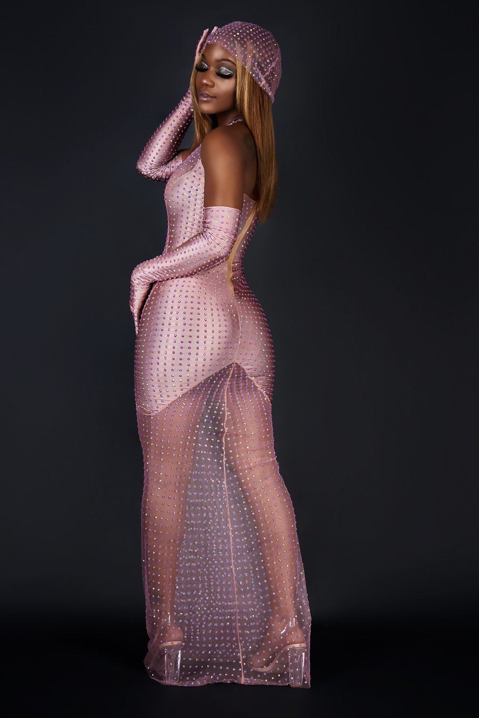 Rihanna Diamante Maxi Dress Set