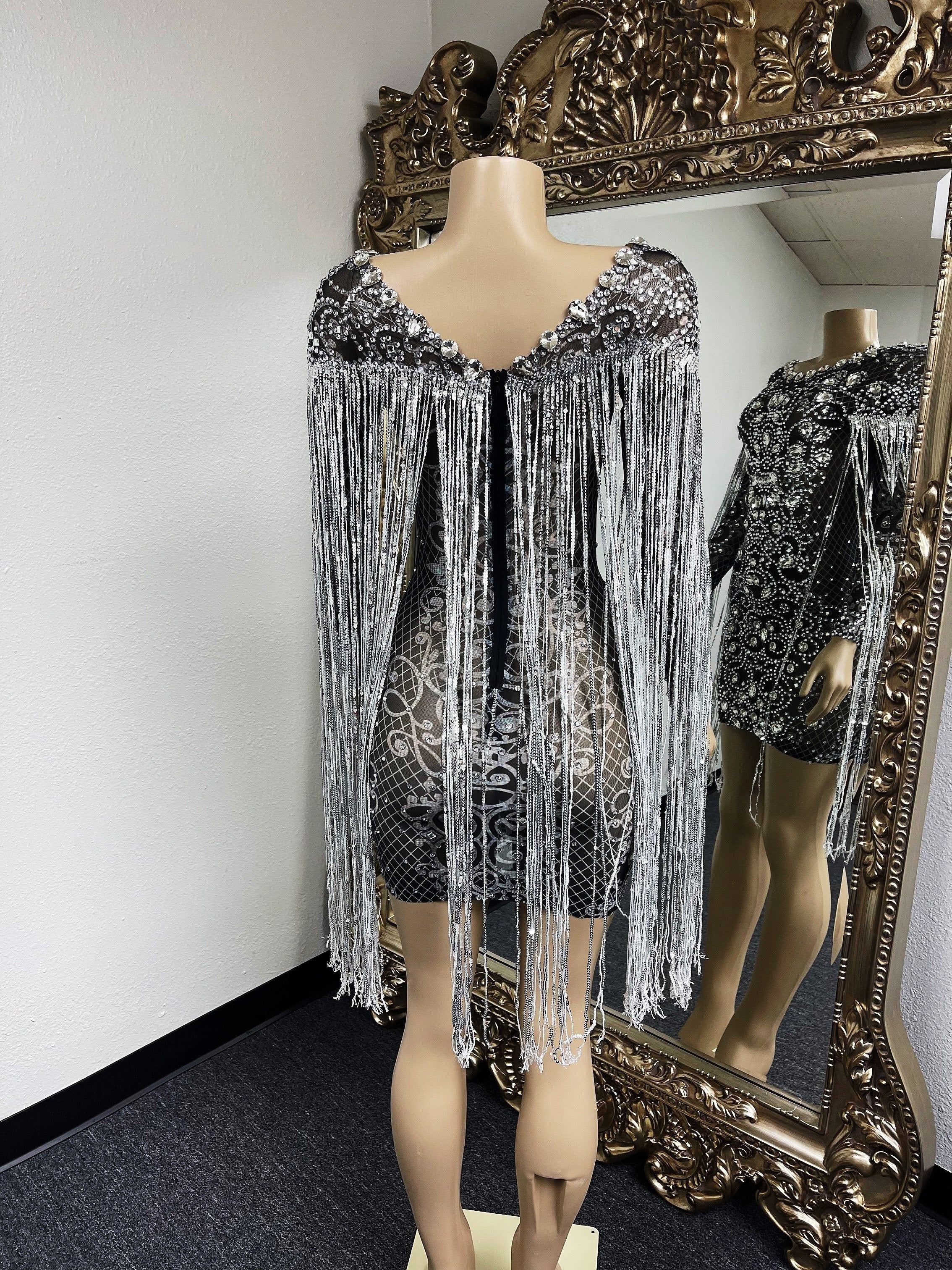 Rome Diamante Tassel Mini Dress (Ready To Ship)