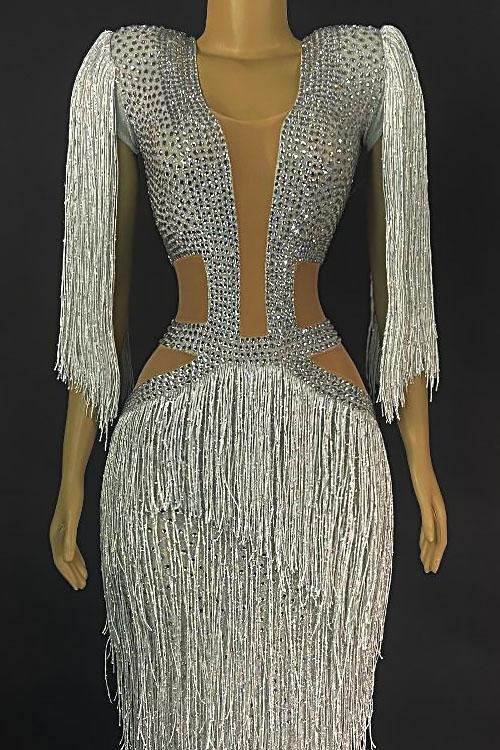 Samara Diamante Tassel Dress (Rhinestones)