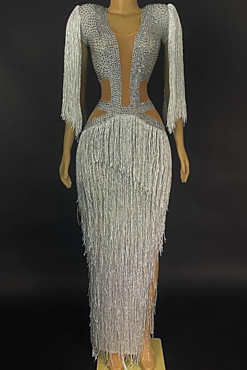 Samara Diamante Tassel Dress (Rhinestones)
