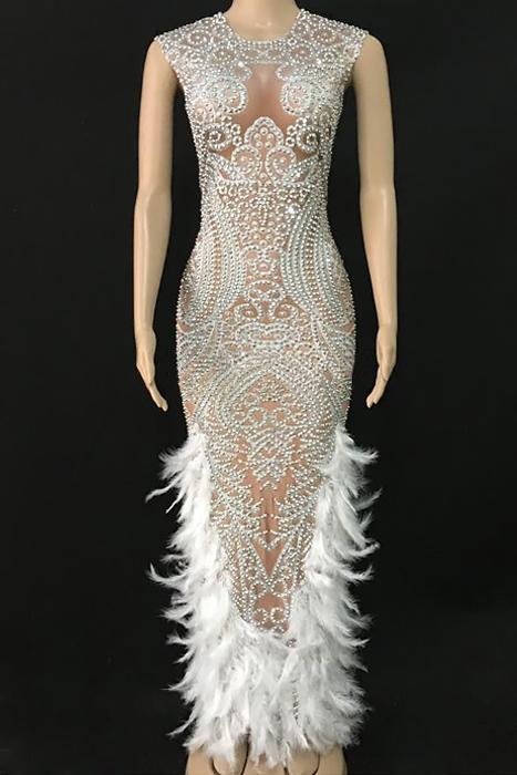 Shana Diamante Feather Dress (Rhinestones)