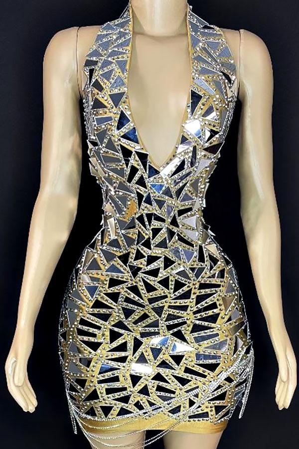 Tyra Mirror Diamante Dress